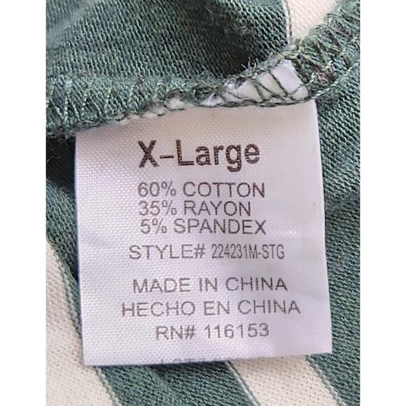 Thyme + Honey Green White Striped Long Sleeves Top XL Lightweight Soft Stretch - Picture 6 of 6
